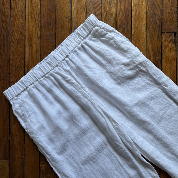 Quince Linen Pants Women XL White European 3 Pocket Elastic Waist Lightweight - Picture 2 of 10